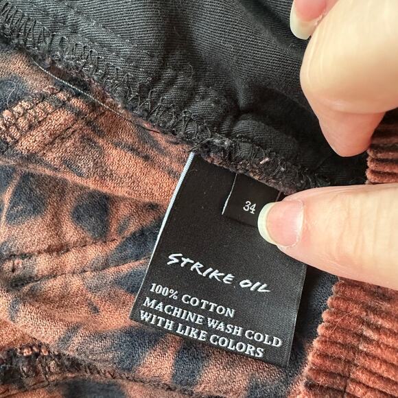 Strike Oil Rust & Black Tie Dye Corduroy 100% Cotton Pants 34 - Picture 10 of 14